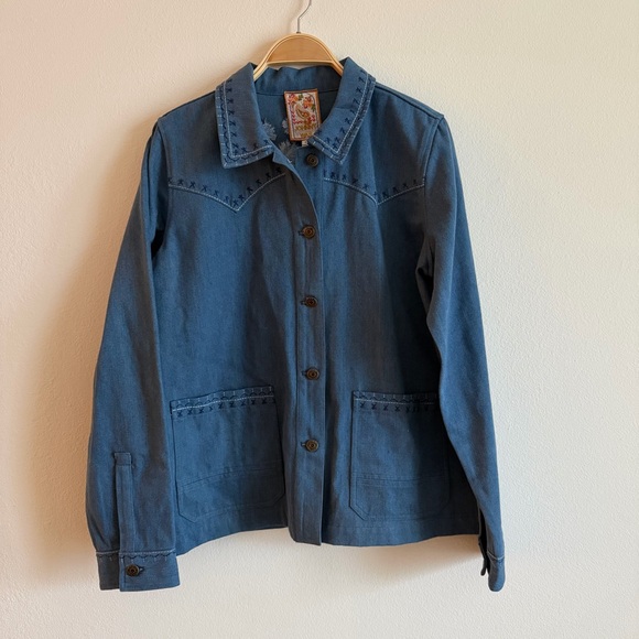 Johnny Was Shirley Western Worker Jacket Light Blue Denim Size Small - Picture 4 of 9